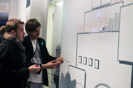 Dortmunder U, moving people ausstellung, wall with copper tape and leds