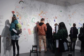 Dortmunder U, moving people ausstellung, drawing wall picture